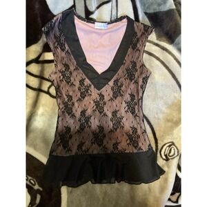 Vintage Y2K Charlotte Russe Womens Babydoll Top Size XS/S Whimsygoth Lace Fairy